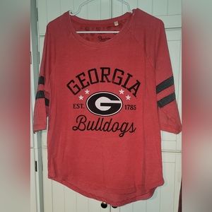 Georgia Bulldogs Red 3/4 Sleeve Top